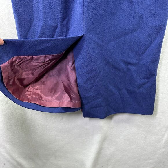 Vintage CELINE PARIS Wool Velvet Collar Cuffs Dress Purple Long Sleeves Sz 38 - Picture 13 of 16